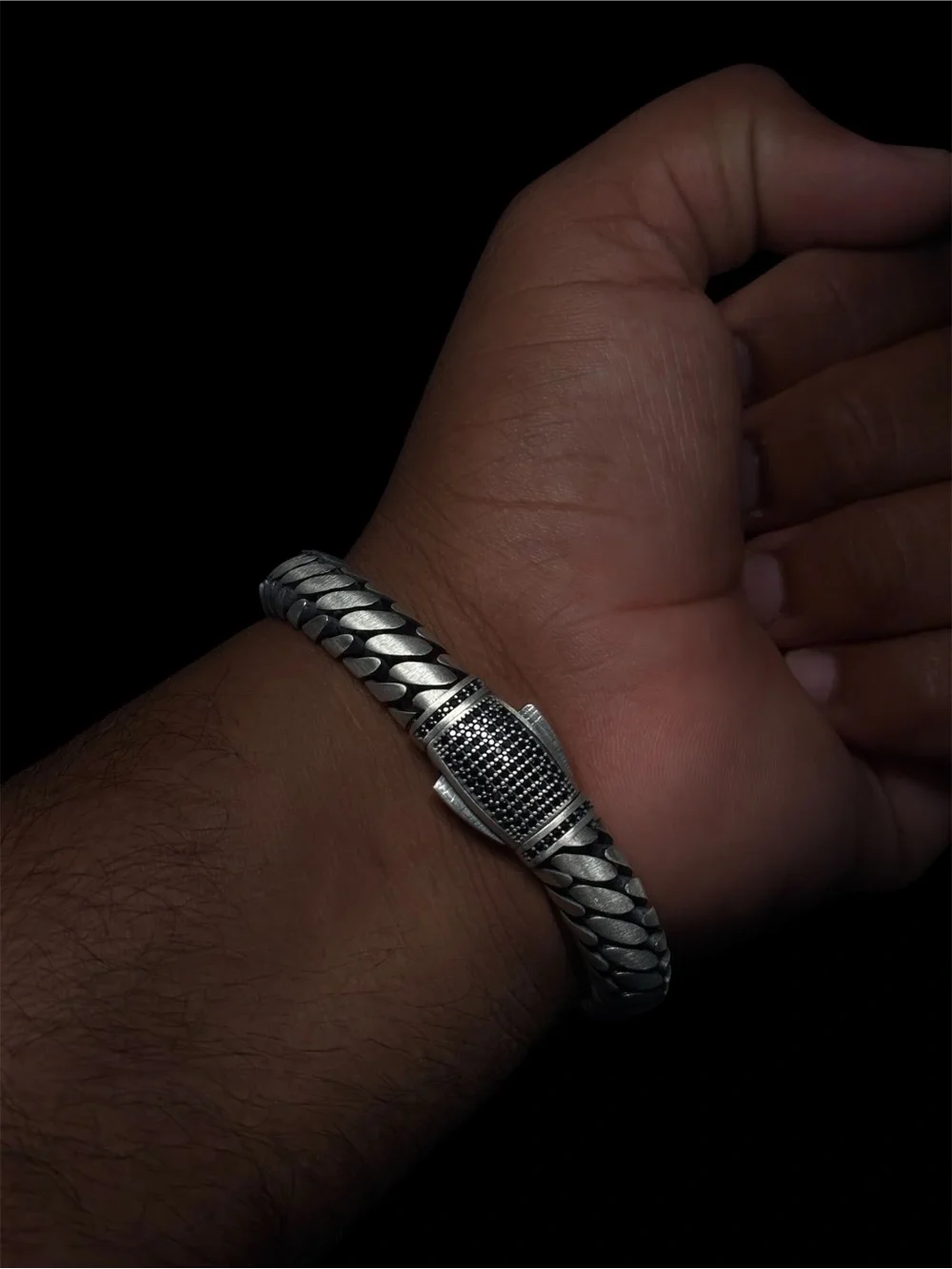925 Sterling Silver Handmade Black Oxidized Cuban Link Bracelet 10.75mm 8